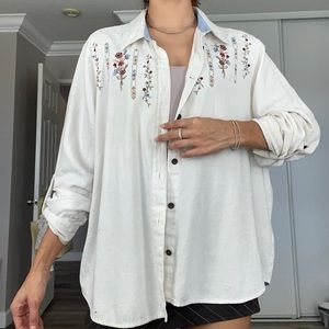 Vintage Alfred Dunner Floral Embroidery Burnout Shirt 20 W